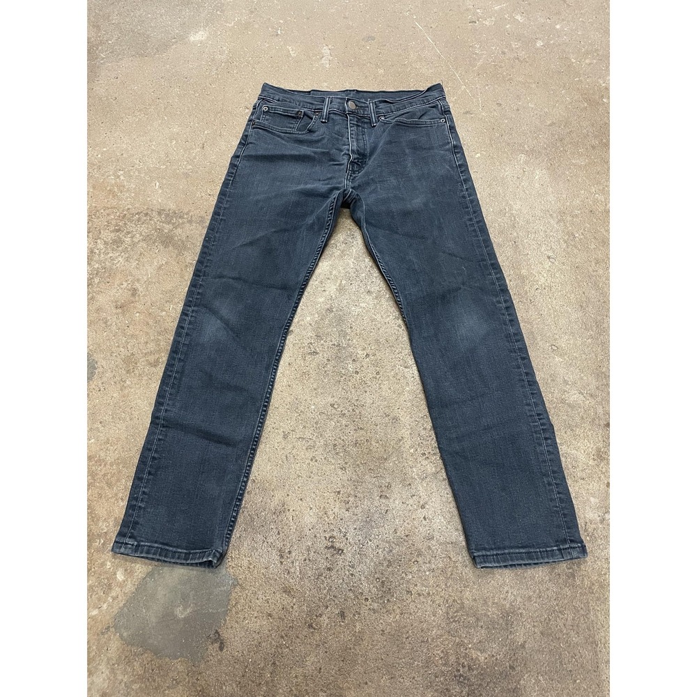 Levis 502 Jeans Mens 31x30 Blue Dark Wash Tapered Leg Stretch Denim Zip Fly
